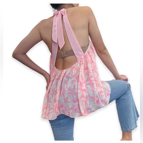 Victoria's Secret Pleated Slip Top Chemise pink Floral Print Rhinestone sz large - Picture 6 of 10